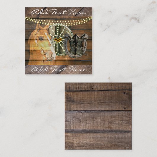 西馬馬蹄車車輪カウボーイブーツ スクエア名刺 (正面/裏面)