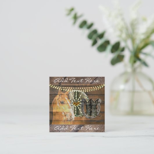 西馬馬蹄車車輪カウボーイブーツ スクエア名刺 (スタンド正面)