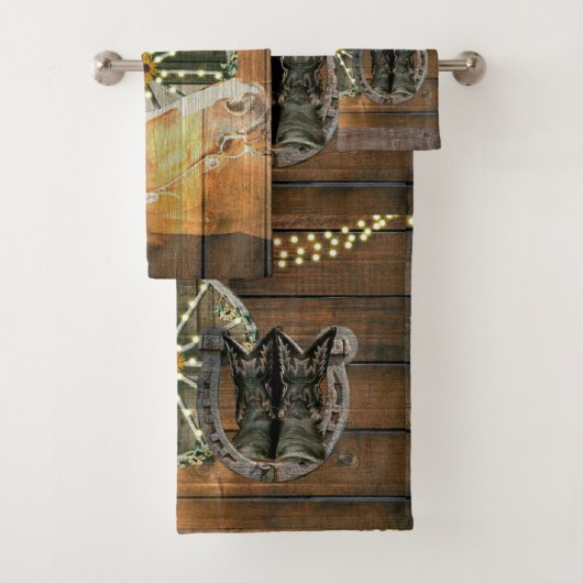 西馬馬蹄車車輪カウボーイブーツ バスタオルセット (インサイチュ)