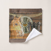 西馬馬蹄車車輪カウボーイブーツ バスタオルセット (ウォッシュタオル)