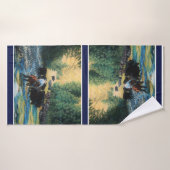 西馬/黒牛の群れ/カウボーイ バスタオル (バスタオル)