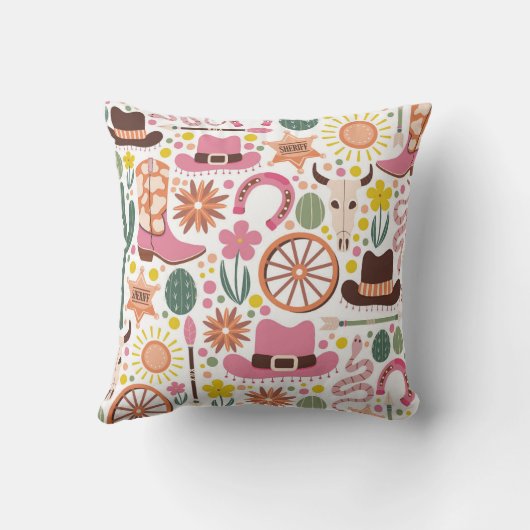 西鮮やか女性のカーボーイ模様 クッション (裏面)