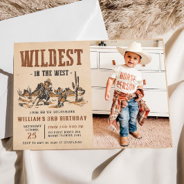 西3歳の誕生日の写真でCowboy Wildest 招待状