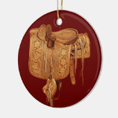 西,ヴィンテージ,サドル,国,クリスマス セラミックオーナメント (左)