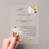 西A小さな女性のカーボーイフローラブーツベビーシャワー アクリル招待状 (インサイチュ (ポータブル))