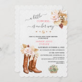 西A小さな女性のカーボーイブーツ赤ちゃんシャワー 招待状 (正面/裏面)