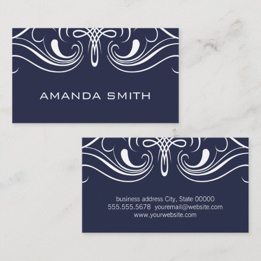 要ファンシー素シンプル青 名刺 (正面/裏面)