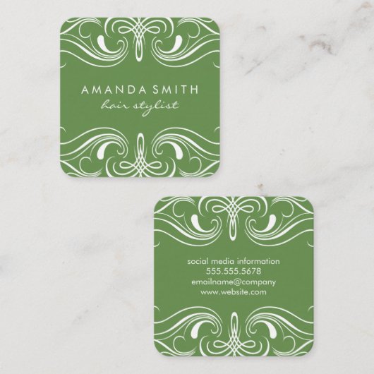 要ファンシー素（緑） スクエア名刺 (正面/裏面)