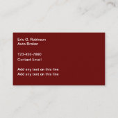 要因車の付きビジネスクールカード 名刺 (裏面)