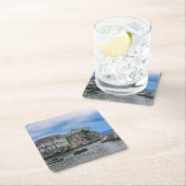 要塞の壁、岩の多い海岸、クロアチアの海 スクエアペーパーコースター (インサイチュ)