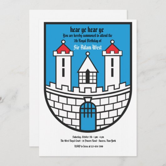 要塞の誕生日のパーティの招待状 招待状 (正面/裏面)