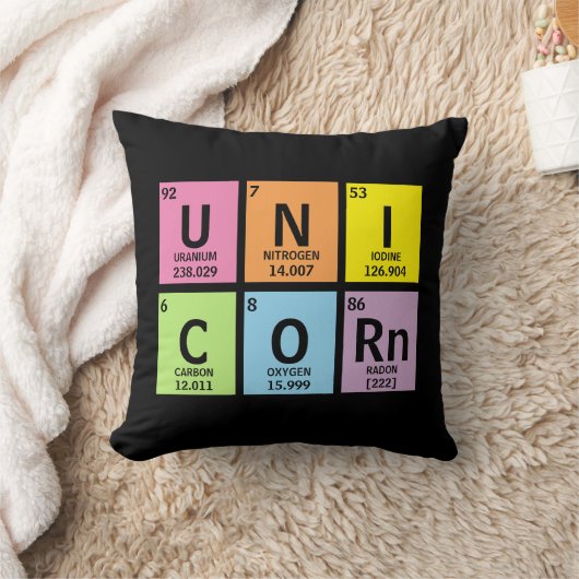 要素のおもしろいなユニコーンの虹の周期表 クッション (ブランケット)