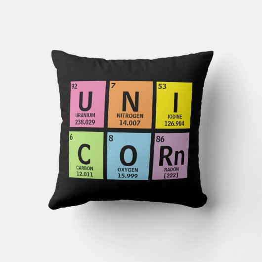 要素のおもしろいなユニコーンの虹の周期表 クッション (裏面)