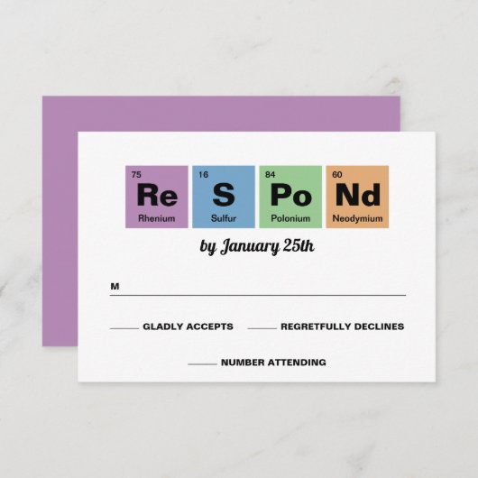 要素の定期結婚表 出欠カード (正面/裏面)