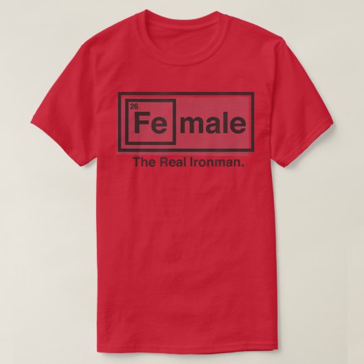 要素の実在鉄(Fe)の男性テーブルのメス10 Tシャツ (デザイン正面)