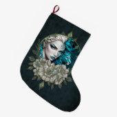 要素の調和、ライオンを持つ女性。 ラージクリスマスストッキング (正面 (吊り時))