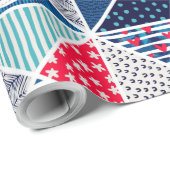 要素を含むパッチワーク・パ航海のターン水玉模様  ラッピングペーパー (ロールコーナー)