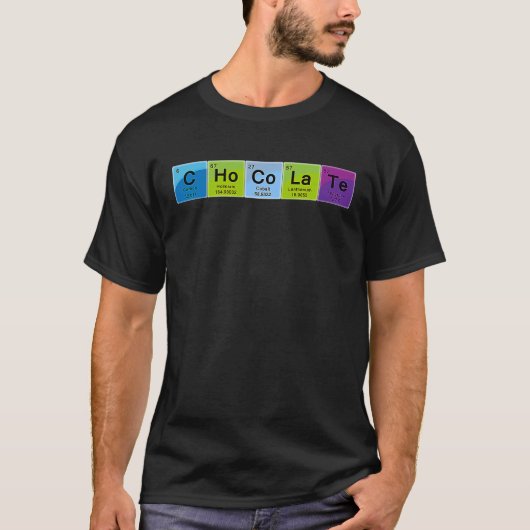 要素チョコレート周期表語 Tシャツ (正面)