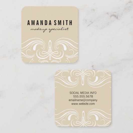 要素ファンシーベージュ スクエア名刺 (正面/裏面)
