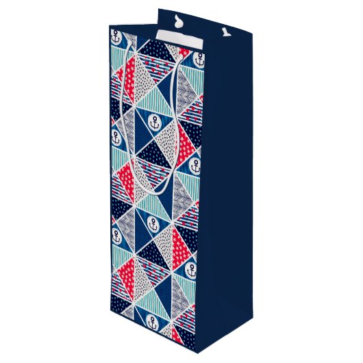 要素付きパッチワーク航海のパターン水玉模様 ワインギフトバッグ (裏面アングル)