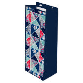 要素付きパッチワーク航海のパターン水玉模様 ワインギフトバッグ (正面アングル)