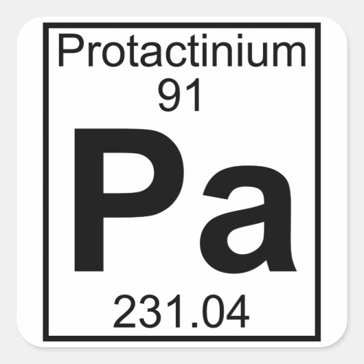要素091 - Pa - Protactinium （フル） スクエアシール (正面)