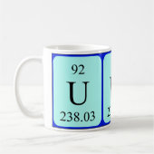要素92のマグ-ウラン コーヒーマグカップ (左)