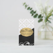 要素/エレガント色ブロック付きパターン/金ゴールド 名刺 (スタンド正面)