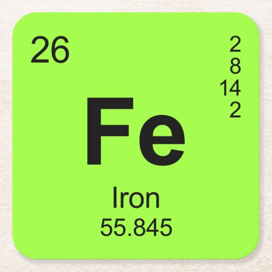 要素(鉄)の周期表 スクエアペーパーコースター (正面)