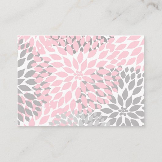 覆いのベビーシャワーの挿入物カード無し、女の子のピンクの花柄 エンクロージャーカード (裏面)