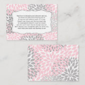 覆いのベビーシャワーの挿入物カード無し、女の子のピンクの花柄 エンクロージャーカード (正面/裏面)