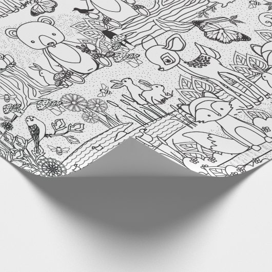 覆いを着色すること森の森林動物の準備ができたのに ラッピングペーパー (角)