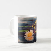 覆いを絵を描く《植物》スイレンの白いコーヒー・マグ コーヒーマグカップ (正面左)