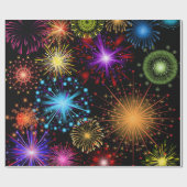 覆い新年の花火のパーティーパターン ラッピングペーパー (フラット)