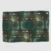 覆われたパイプで特徴づけられる錆びた緑がかった花 ゴルフタオル (横)