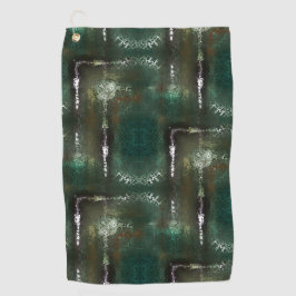 覆われたパイプで特徴づけられる錆びた緑がかった花 ゴルフタオル