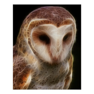 覆われたフクロウのフラクタル ポスター