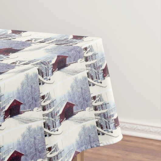 覆われた橋の上の冬 テーブルクロス (インサイチュ)