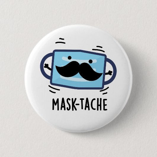 覆面髭おもしろい覆面髭プリン 缶バッジ (正面)