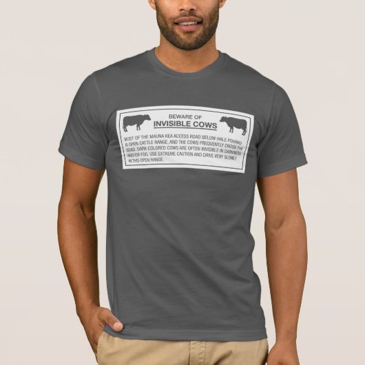 見えない牛、印、ハワイ、米国の用心して下さい Tシャツ (正面)