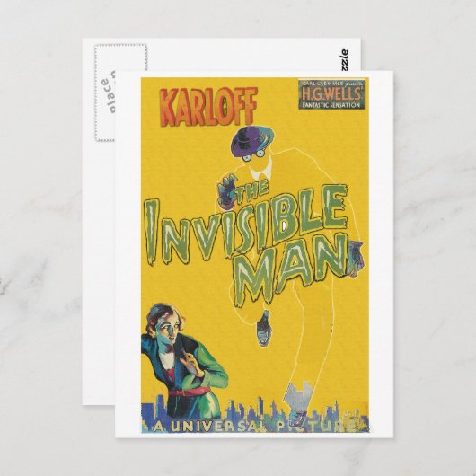 見えない男としてのボリス・カロフ ポストカード (正面/裏面)