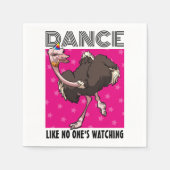 見おもしろいる人のいない漫画のようにダチョウが踊る スタンダードカクテルナプキン (正面)