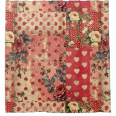 見かわいらした動揺してヴィンテージみすぼらしいシックなフローラ シャワーカーテン (正面)