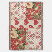 見かわいらした動揺してヴィンテージみすぼらしいシックなフローラ スローブランケット (正面縦)