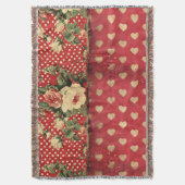 見かわいらした動揺してヴィンテージみすぼらしいシックなフローラ スローブランケット (正面縦)