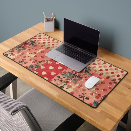 見かわいらした動揺してヴィンテージみすぼらしいシックなフローラ デスクマット (オフィス2)