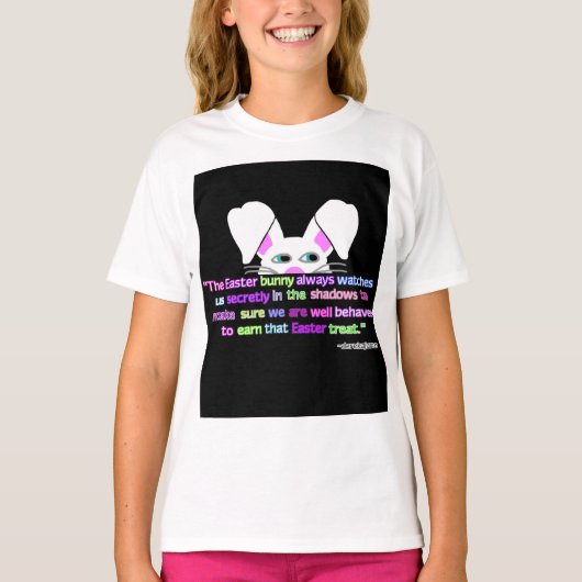 見たイースターバニーの女の子ホワイトベーシックTシャツ Tシャツ (正面)