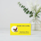 見た目が美しいビジネス用イエローチキン 名刺 (スタンド正面)