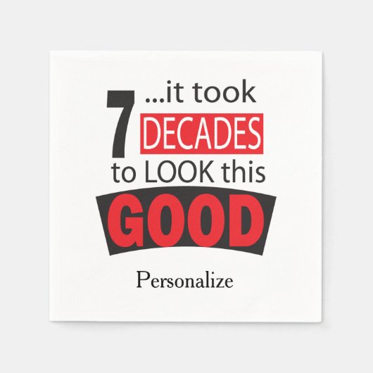 見た目が良くなるのに70年かかった| 70誕生日 スタンダードカクテルナプキン (正面)