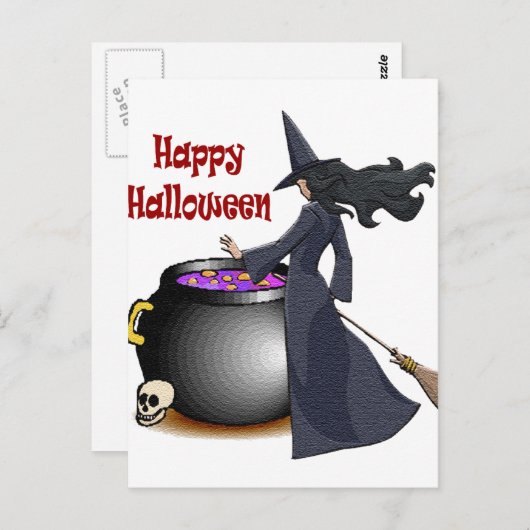 見た目の良い魔女と大釜はがき ポストカード (正面/裏面)